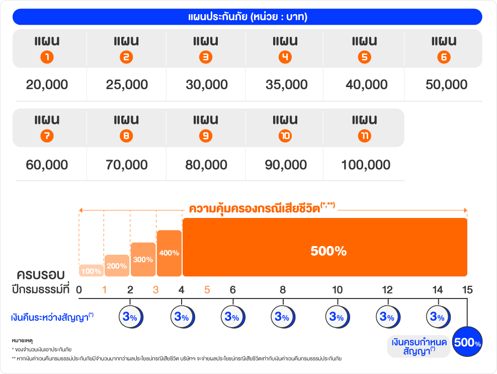 แผนและผลประโยชน์ความคุ้มครอง แฮปปี้มีเงินใช้ ไทยประกันชีวิต